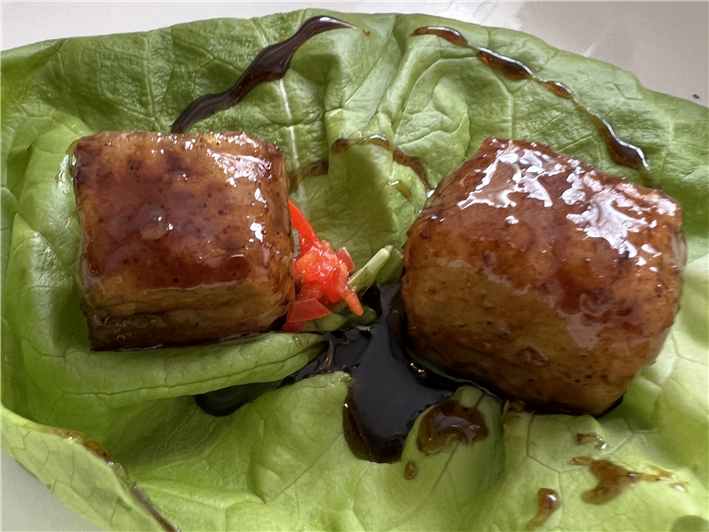 black cod with lettuce and vinegar